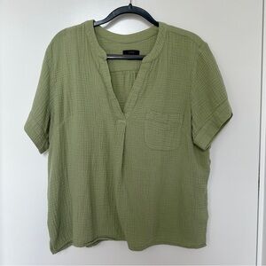J. Crew Sage Green Textured Blouse